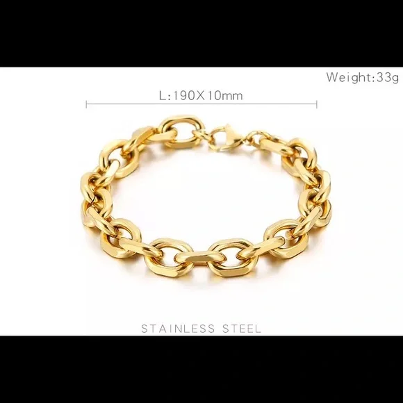 10mm Stainless Steel Cuba O-Chain Men Bracelet - Picture 6 of 6